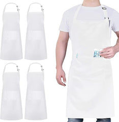 4 Pack Chef Aprons, Apron with 2 Pockets, Waterproof Adjustable Apron for Men, Women, Professional Kitchen Apron for Kitchen, Gardening, Restaurant, Barbecue, Coffee