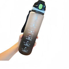 Water Bottle with Straw 1L,Boys Water Bottles with Straw 1 Litre,Waterbottle Leak-Proof Sports Water Bottle,Plastic Drinks Bottles Toxin Free，Bpa-Free (Black) Drinkware Reusable