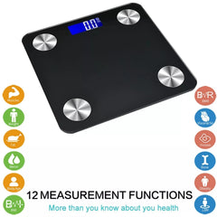 180KG Bathroom Bluetooth Glass Scales BMI Body Fat Monitor Weighing for iOS and Android