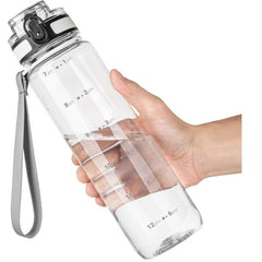 1L/32oz Sports Water Bottle, 1000ml Motivational Drinks Bottle with Time Markings Leak Proof Drink & Lock Cover & No Straw, BPA Free for Adults Women Men Gym School Cycling Running Hiking
