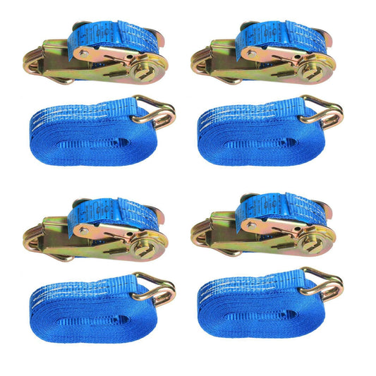 4 x Heavy Duty Ratchet Tie Down Straps Car Roof Rack Belts Quick Release 800KG