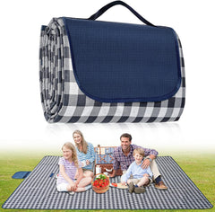 Picnic Blanket Waterproof, Extra Large Picnic Mat 200 X 200 cm, Camping Beach Blanket Washable Foldable, Camping Accessories for Outdoor Activities (Dark Blue)