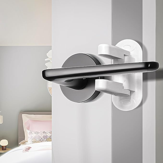 2 Pack Door Lever Safety Lock, Door Handle Locks for Child-Proof & Pet-Proof, Baby Door Safety Set Without Drilling, Heavy-Duty 3M Adhesive Tape, No Tools Required