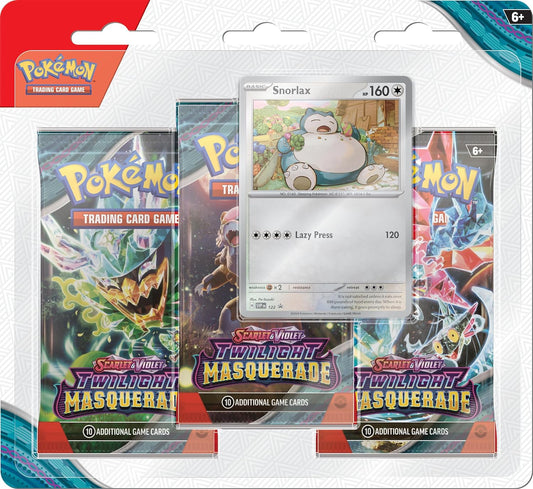 Pokémon TCG: Scarlet & Violet—Twilight Masquerade 3-Pack Blister: Snorlax (3 Booster Packs & 1 Foil Promo)