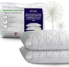 Adam Home Pillows 2 Pack Hotel Quality with Quilted Cover Filled Pillows for Stomach, Back and Side Sleeper, Down Alternative Bed Pillow-Soft Hollow-Fiber Hotel Pillow