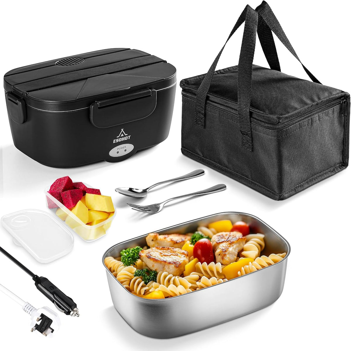 Electric Lunch Box 80W Heated Lunchbox for Adults 1.5L 12V 24V 110V Electric Lunch Box Food Heater for Car/Truck/Office