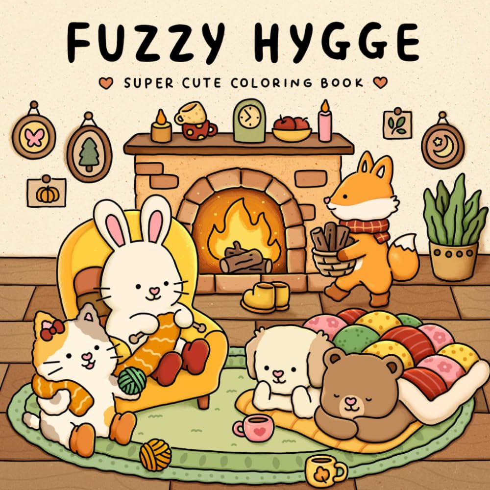 Fuzzy Friends Coloring Book - Cute and Cozy Animals for Stress Relief