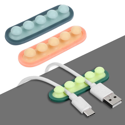 3 Pack Pea Cable Clips, Cord Organizer Adhesive Cable Management Wire Organizers for Cords, Phone USB Charger Cute Cable Holder for Home Office Car Wall Desktop Nightstand(3 Colors)
