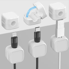 6 Pack Cable Tidy,Cable Smooth Adjustable Easy Secure Cable Management,Wire Holder cable clips,Hide Or Organize Phone USB Charger Cable for Home,Office,Nightstand,Car,Desk-White
