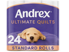 Andrex Ultimate Quilts Toilet Tissue, 24 Rolls, Air Pocket Technology, 2-Ply, Unscented, FSC Certified - Wipes