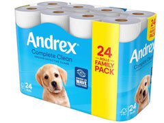 Andrex Complete Clean Toilet Tissue 24 Rolls - FSC Certified - Wipes
