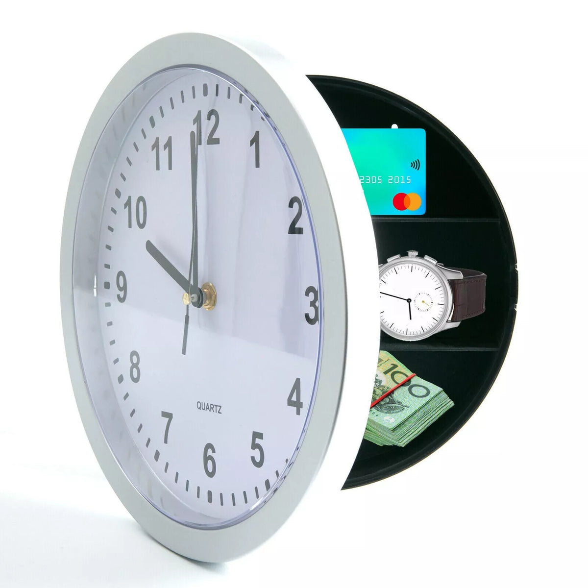 SECRET WALL CLOCK HOME SAFE VALUABLES MONEY BOX STASH CASH JEWELLERY GOLD GIFT