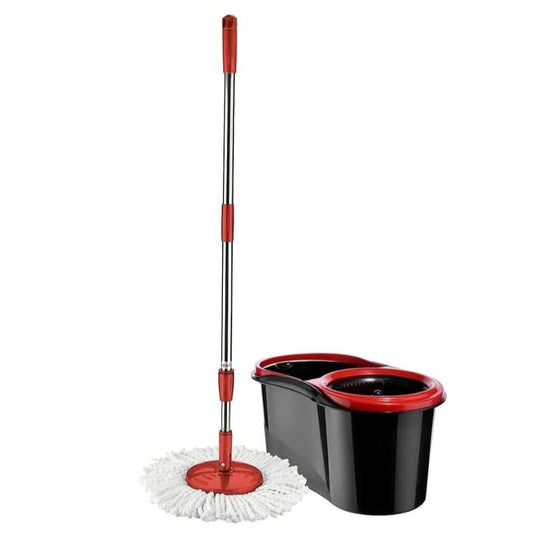 Best House Spin Mop and Bucket Set 13 Litres Microfibre Mop Head Stainless Steel Long Handle 360° Rotating Wet and Dry