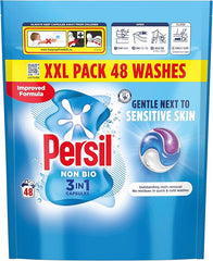 Persil Non Bio 3 in 1 Washing Capsules laundry capsules gentle next to sensitive skin for outstanding stain removal in quick & cold washes 48 washes
