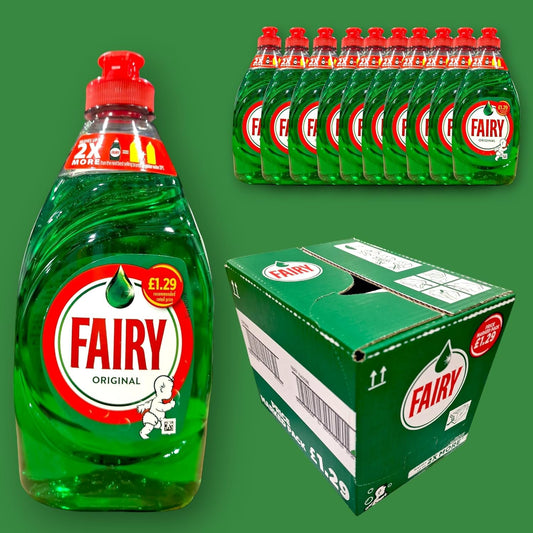 Fairy Original Washing Up Liquid Green with LiftAction 320ML (Pack of 10) | Powerful Grease-Cutting Formula for Sparkling Clean Dishes | Gentle on Hands Household Cleaning