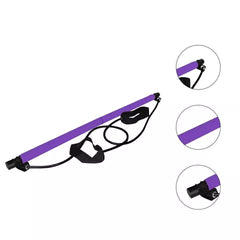 Pilates Bar with Resistance Band - Adjustable Exercise Stick Home Gym UK STOCK