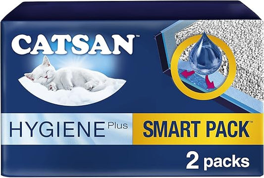 CATSAN - Hygiene Plus Non-Clumping Adult Cat Litter and Kitten Litter - With Liner - 2 x 4L Bag - Smart Pack x 2 Inlays