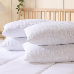 lumberdown Hotel Quality Pillows 4 Pack - Bouncy Firm Support Side Sleeper Pillow for Neck, Back & Shoulder Pain Relief - Comfy, Soft Touch Quilted Cover, Hypoallergenic, Made in the UK (48 x 74cm)