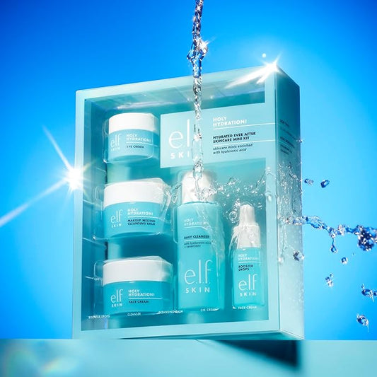 e.l.f. SKIN Hydrated Ever After Skincare Mini Kit - Cleanser, Makeup Remover, Moisturiser & Eye Cream - Moisturize, Moisture