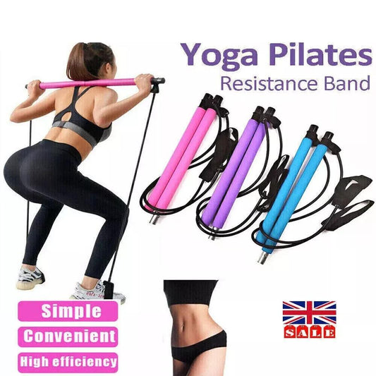 Adjustable Pilates Bar with Resistance Band for Home Gym Workouts