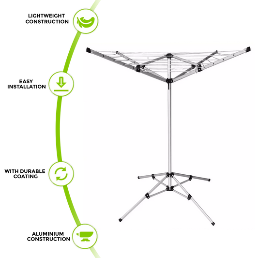 4 Arm 18M Portable Aluminium MULTI HANGER FREE STANDING Rotary Airer