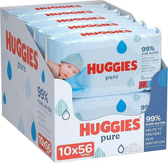 Huggies Pure, Baby Wipes, 18 Packs (1008 Wipes Total) - 99 Percent Pure Water Wipes - Fragrance Free for Gentle Cleaning and Protection - Natural Wet Wipes(packaging may vary)