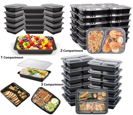 5x pieces of Plastic Food Containers with Lids Meal Prep Boxes Microwave Freezer Takeaway Box