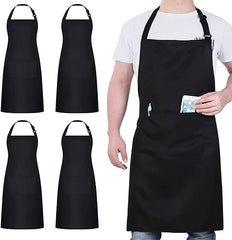 4 Pack Chef Aprons, Apron with 2 Pockets, Waterproof Adjustable Apron for Men, Women, Professional Kitchen Apron for Kitchen, Gardening, Restaurant, Barbecue, Coffee