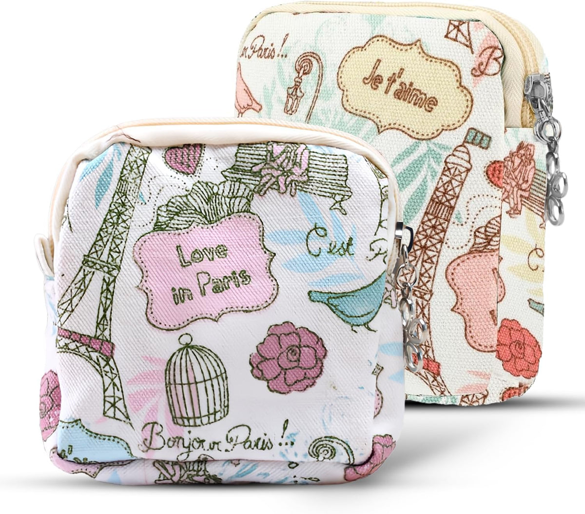 2 Packs Sanitary Pad Storage Bag Zipper Period Bag Sanitary Pads Holder Period Bags for Teenage Girls Small Make Up Bag Napkin Key Coin Purse Portable First Period Bag for School Teen Girls Women