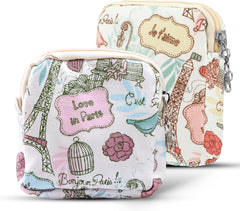 2 Packs Sanitary Pad Storage Bag Zipper Period Bag Sanitary Pads Holder Period Bags for Teenage Girls Small Make Up Bag Napkin Key Coin Purse Portable First Period Bag for School Teen Girls Women
