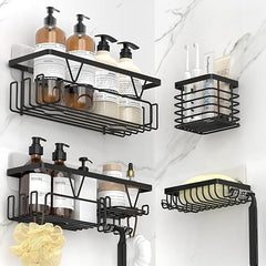 Kegii Shower Caddy 1/3/4 Pack, Bathroom Storage Shelf Organiser, No Drill Adhesive Rack, Stainless Steel