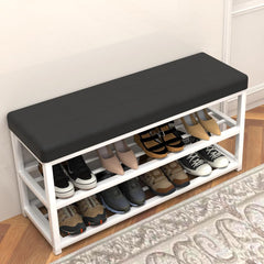 Shoe Bench Shoe Storage Rack Cabinet Organiser with Cushion Padded Seat Eivbbtil