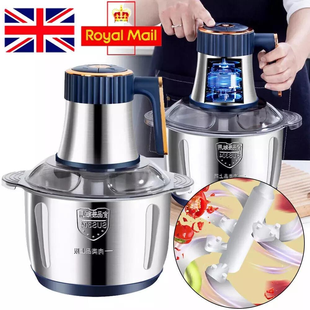Meat Grinders, 5L 500W Meat Mincer Electric Food Chopper Meat Blenders Meat Grinder Food Chopper Food Grinder Stainless Steel Bowl Chopper for Meat Vegetables Fruits and Nuts（Blue)