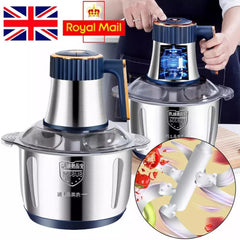 Meat Grinders, 5L 500W Meat Mincer Electric Food Chopper Meat Blenders Meat Grinder Food Chopper Food Grinder Stainless Steel Bowl Chopper for Meat Vegetables Fruits and Nuts（Blue)