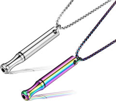 2 Pcs Portable Breathing Necklace, Stainless Steel Whistle Necklace in 2 Colors, Anapana Breathing Necklace for Breathing Exercises, Mindfulness, Meditation, Lover, Women, Men