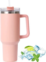 40 oz Tumbler with Handle and Straw Lid, Stainless Steel Vacuum Insulated Travel Coffee Mug Cup, Double Wall Metal Water Bottle Keeps Maintains Cold Heat and Ice for Hours,1182ml