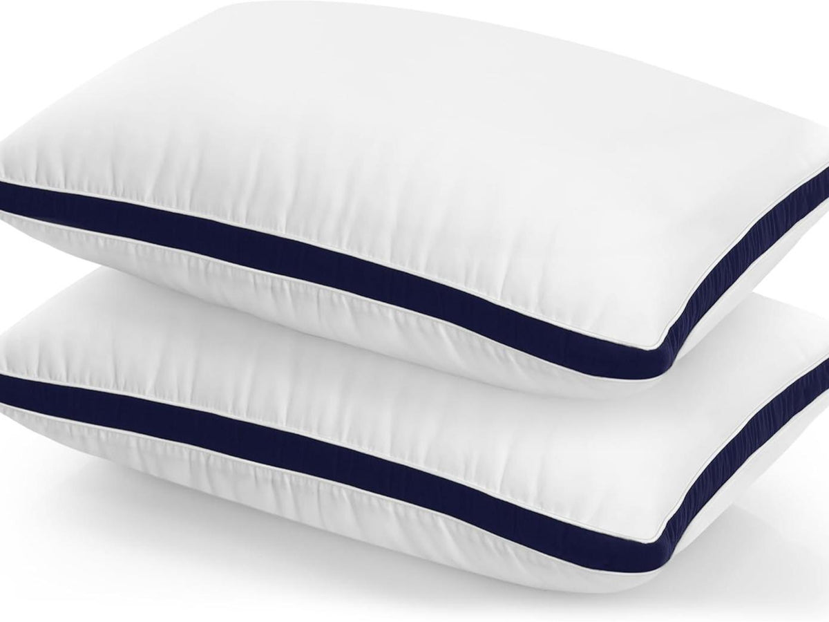 Utopia Bedding Pillows 2 Pack Queen Size, (Navy) Hotel Quality Pillows, Brushed Fabric, Bed Pillow for Back, Stomach or Side Sleepers - 18 x 26 inch / 45 x 66 cm