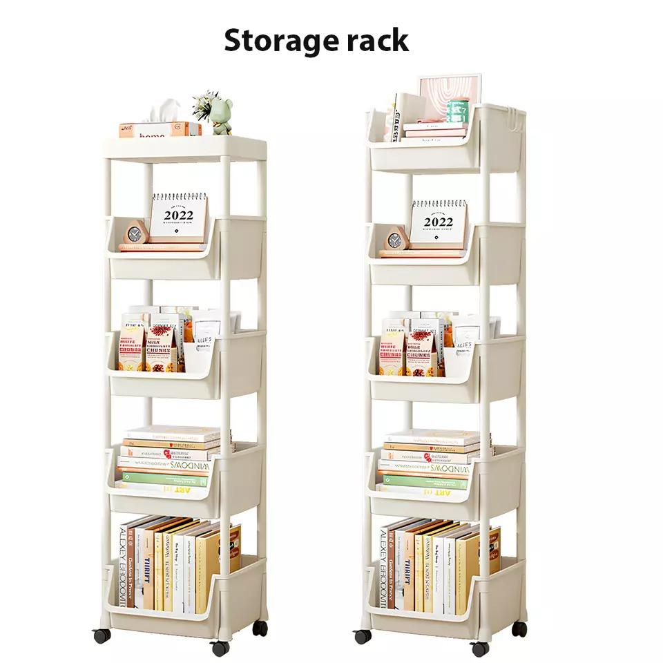 White Storage Trolley Cart On Wheels Kitchen Rolling Organizer Rack Room 5 Tiers - Portable Rolling Organizer Rack for Home