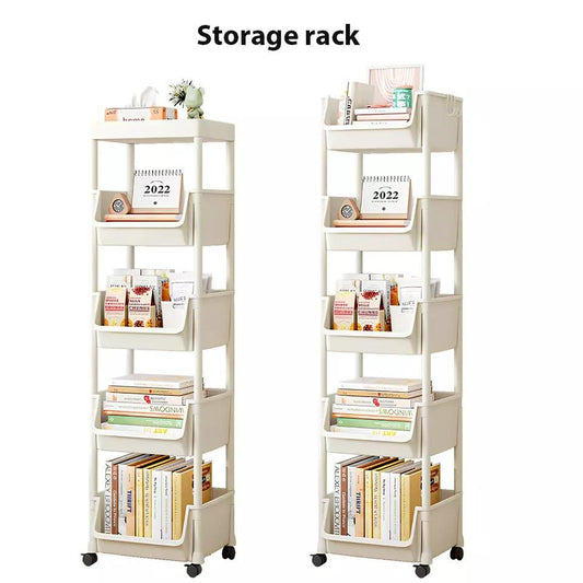 White Storage Trolley Cart On Wheels Kitchen Rolling Organizer Rack Room 5 Tiers - Portable Rolling Organizer Rack for Home
