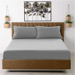 Fitted Sheet Single Bed - Grey Bedding Sheet - Plain Dyed Microfiber Bedsheets (11796015)