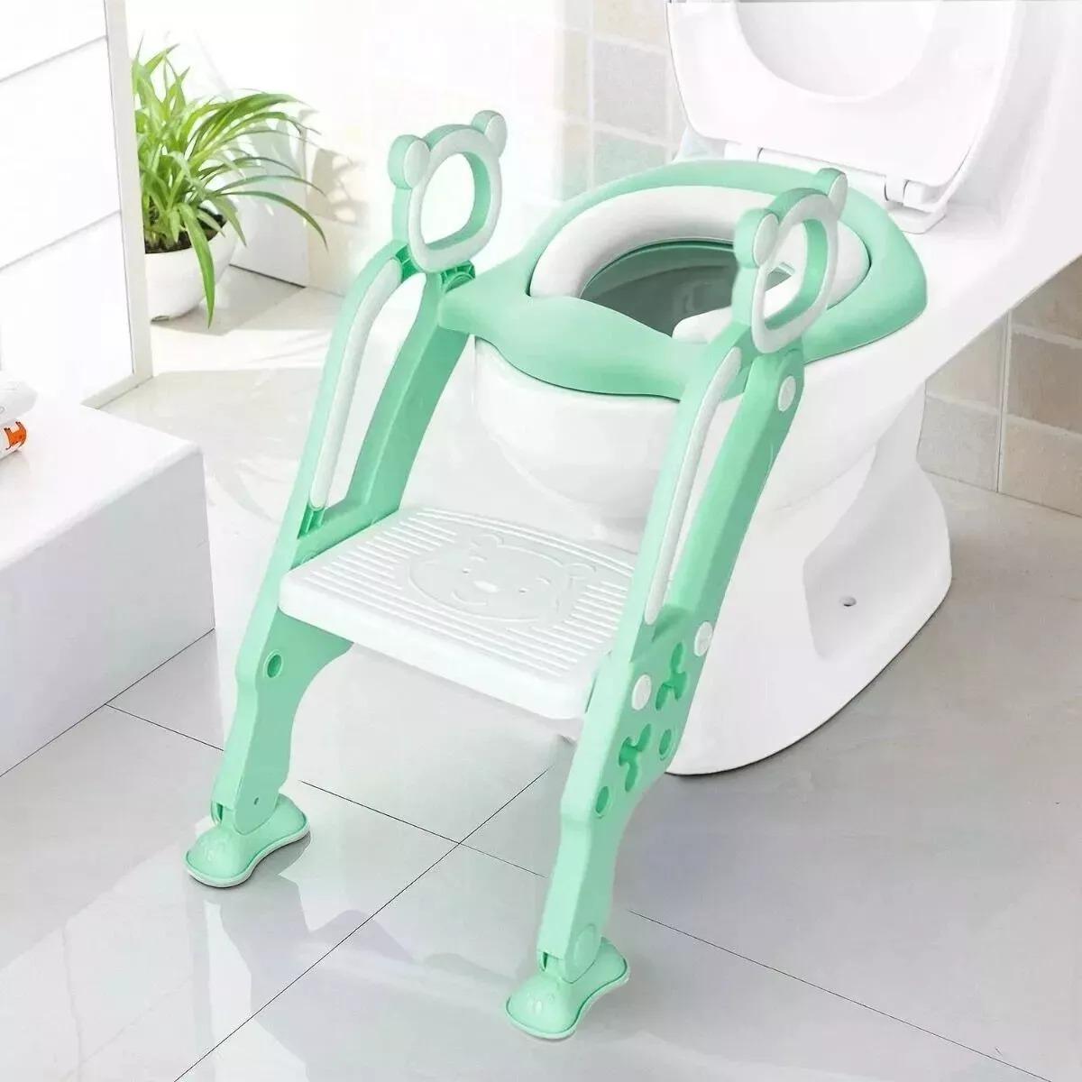 Adjustable Potty Training Toilet Seat with Step Stool Ladder for Baby Boys with Anti-Splash Guard, Soft Cushion, and Assistant Ring with Handles and Backrest