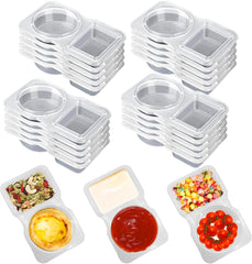 20pcs Reusable Snack Containers with Lids, Double Compartment Snack Pot,for Sauce,Condiment,Salad Dressings, Desserts and Assorted Side Dishes,Ideal for On-The-Go Meals and Parties