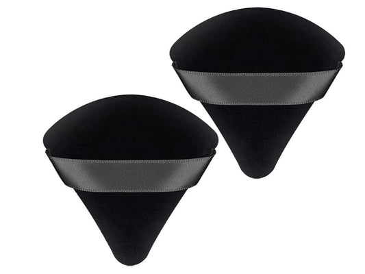 Triangle Puff 4 Pcs for Pressed Powder with Strap, Soft & Resuable Foundation Sponge, Black + Black