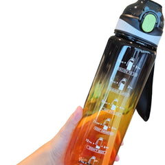 Water Bottle with Straw 1L,Boys Water Bottles with Straw 1 Litre,Waterbottle Leak-Proof Sports Water Bottle,Plastic Drinks Bottles Toxin Free，Bpa-Free (Black) Drinkware Reusable