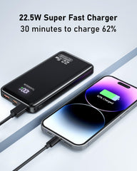Power Bank 20000mAh, PD3.0 QC4.0 22.5W Fast Charging PD20W USB C PowerBank Portable Charger With LCD Display 3 Outputs & 2 Inputs For Smartphones and Camping (black2)