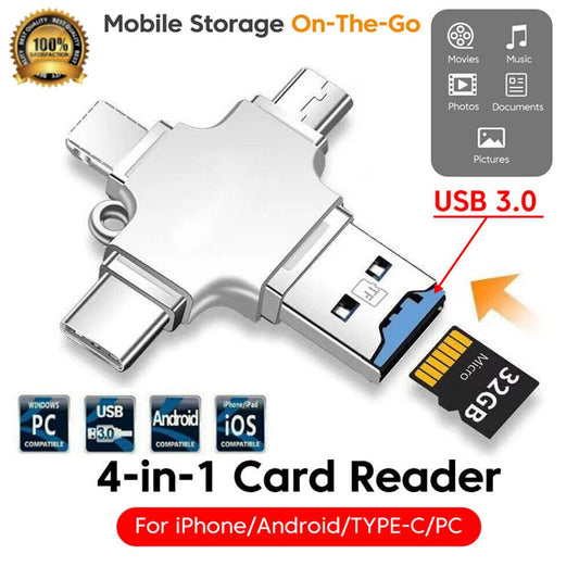 4 in 1 USB3.0 TF Flash Drive OTG Photo Stick For iPhone iPad Android Card Reader