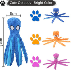 Squeaky Dog Interactive Play Toy,No Stuffing Octopus Dog Chew Toy with Crinkle Paper for Medium and Large Dogs Playing