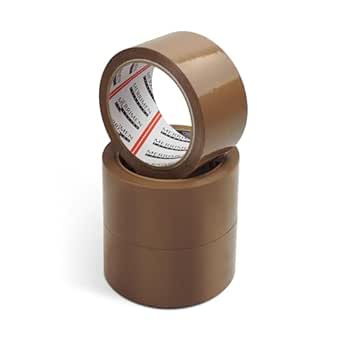Strong Heavy Duty Roll Pack Brown Packaging Tape, Secure Sticky Sealing Tape for Parcel Boxes, Moving Boxes, Large Postal Bags for Long Term Storage, (48MM x 66M) (3 rolls, Brown)
