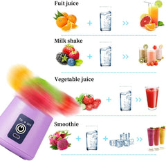 Portable Blender, Personal Juicer Cup, 380ml Handheld Fruit Mixer Machine USB Rechargeable with 6 Power Blades Travel Blender for Smoothies and Shakes (Light Purple)
