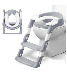 Adjustable Potty Ladder Seat for Toilet Training with Steps, Handle & Soft Cushion Design - Non Slip & Space Efficient Toddlers & Children
